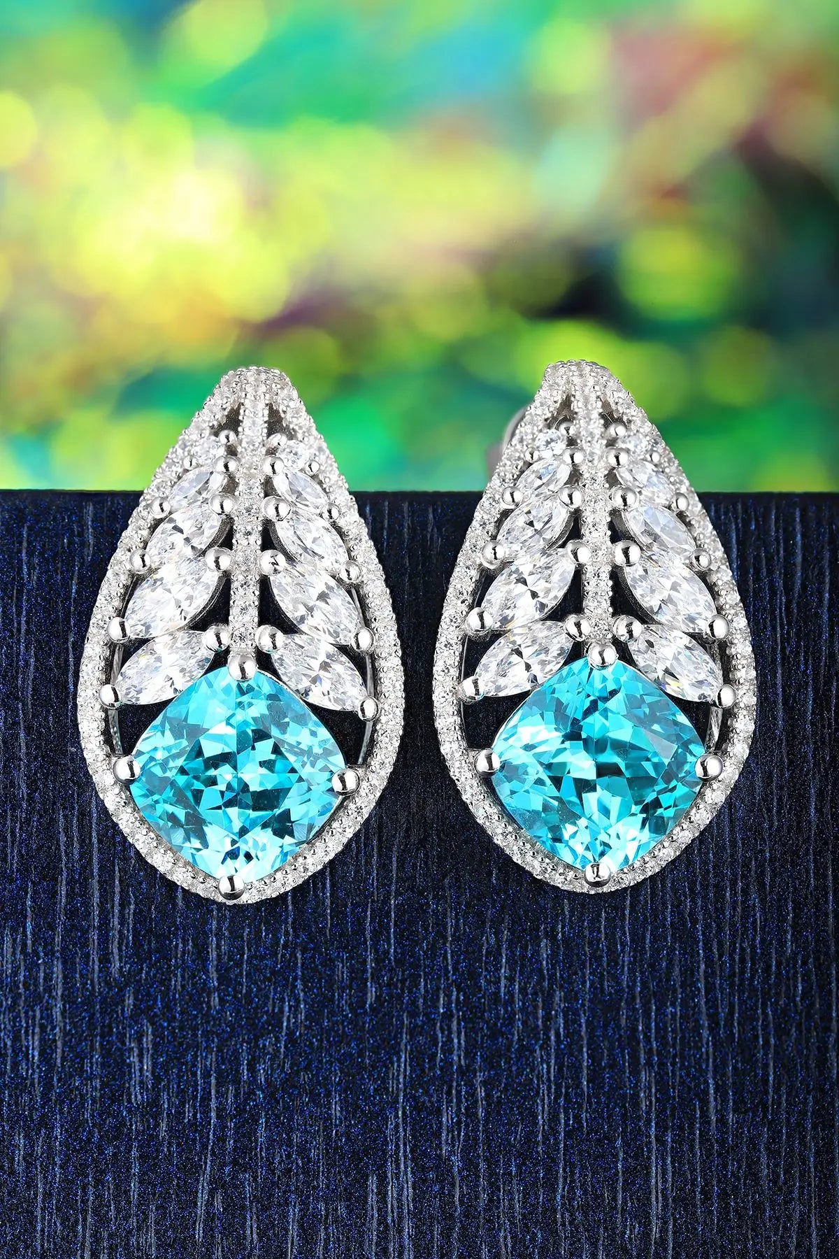 Gemfiori Anster High Quality S925 Lab Grown Paraiba Earring Stud Dainty Gemstone Stud Earrings for Women Daily Wear Gift