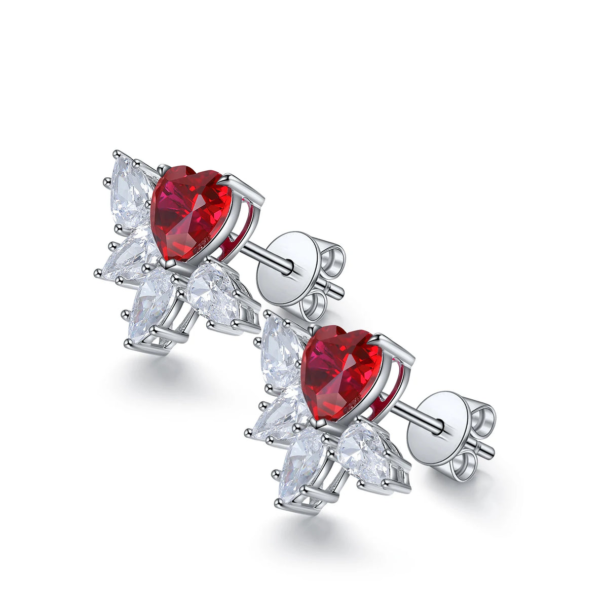 Gemfiori Anster High Quality S925 Lab Grown Ruby Earring Stud Dainty Gemstone Stud Earrings for Women Daily Wear Gift