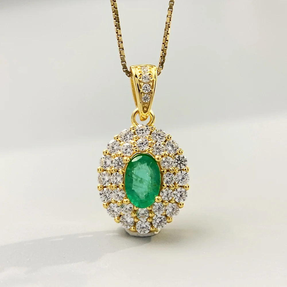 Gioiellieri Emerald Necklace with 925 Sterling Silver for Women Natural Green Gemstone May Birthstone Fine Jewelry Anniversary Gift Romantic
