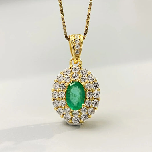 Gioiellieri Emerald Necklace with 925 Sterling Silver for Women Natural Green Gemstone May Birthstone Fine Jewelry Anniversary Gift Romantic