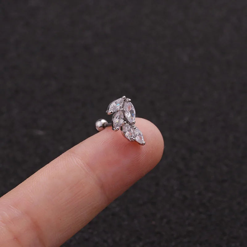 S&S 18K Gold Plated Zircon Stud Earrings | Stainless Steel Ear Bone Nail | S&S Collection
