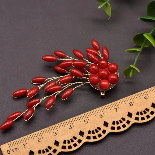 Red Coral Natural Pearls Fashion Accessories Set Fine Woman Ring Earrings Necklace Luxury Customized Jewelry Wedding