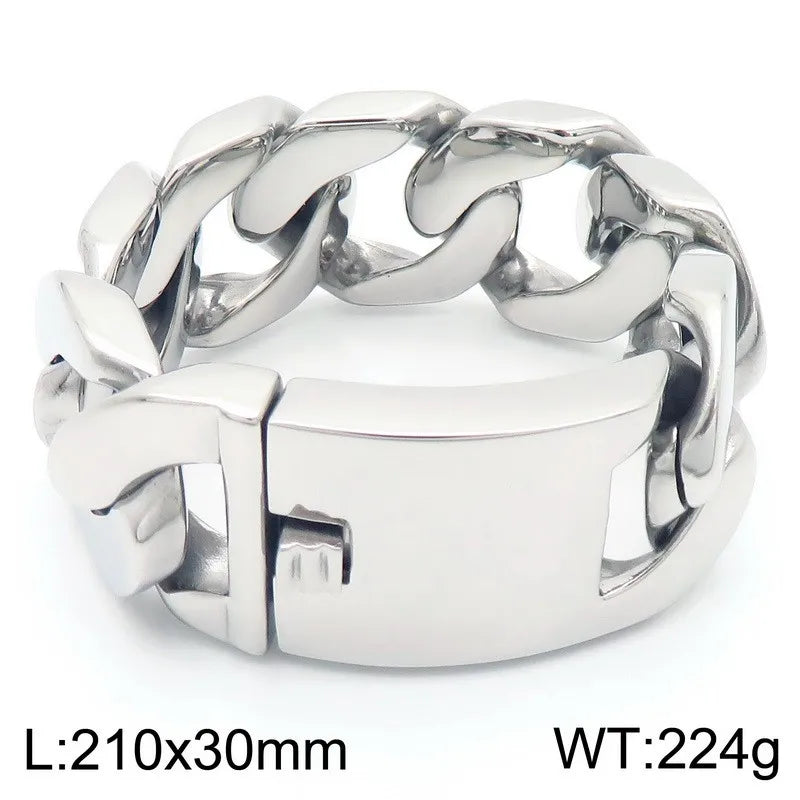 KALEN Bold Vintage Men Hip-Hop Stainless Steel Fashion Jewelry Bracelets Huge Cuban Link Chain Bracelet