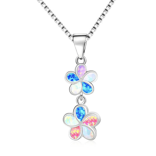 TikTok Ins Trendy Hawaiian Flower Opal Necklace - Boho Chic Pendant Jewelry Wholesale