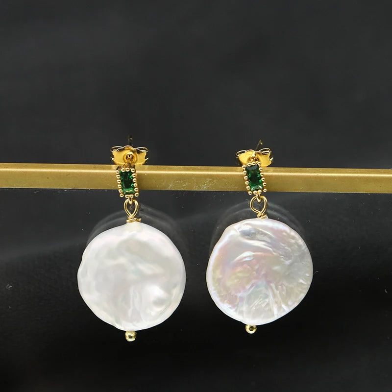 925 Silver High Sense Simple Pink Baroque Pearl Elegance Drop Earrings White Zircon for Women Fashion Wedding Jewelry