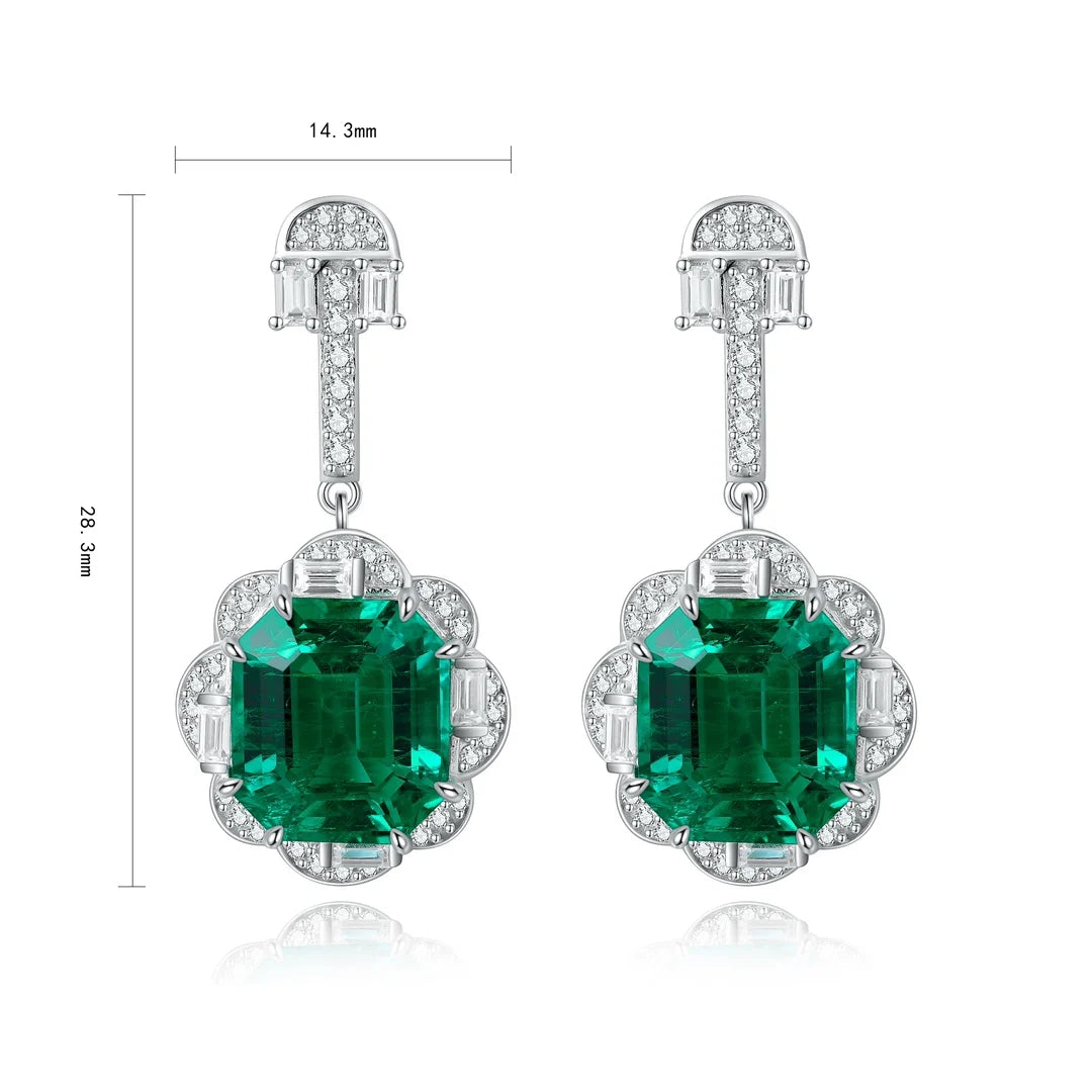 Gemfiori Anster High Quality S925 Lab Grown Emerald Earring Stud Dainty Gemstone Stud Earrings for Women Daily Wear Gift