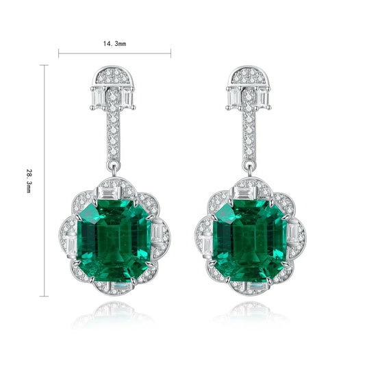 Gemfiori Anster High Quality S925 Lab Grown Emerald Earring Stud Dainty Gemstone Stud Earrings for Women Daily Wear Gift