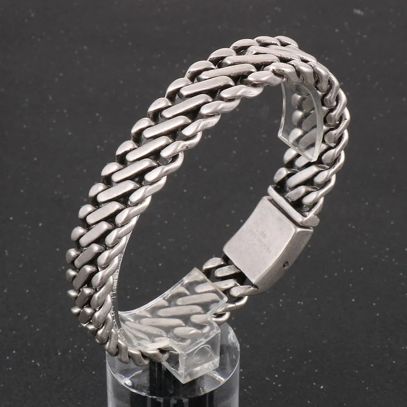REBEL 220mm Men Casual Matte Surface Stainless Steel S Shape Links Bracelet
