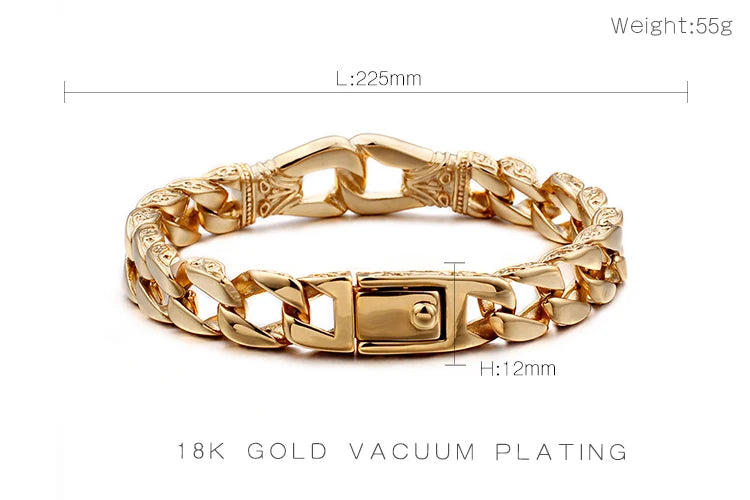 KALEN Fashion Gold Stainless Steel Charm Bracelet Men