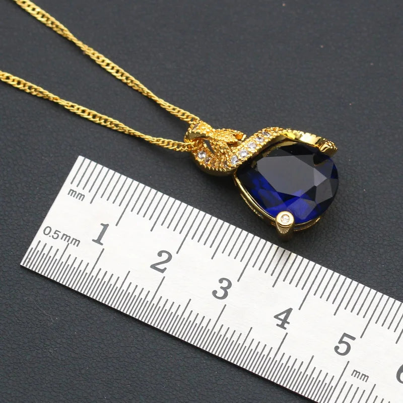 XOTICA Women's Blue Zirconia Jewelry Set-Earrings Pendant Ring Bracelet Chain for Parties Ladies' Wedding Accessories Halloween Gift