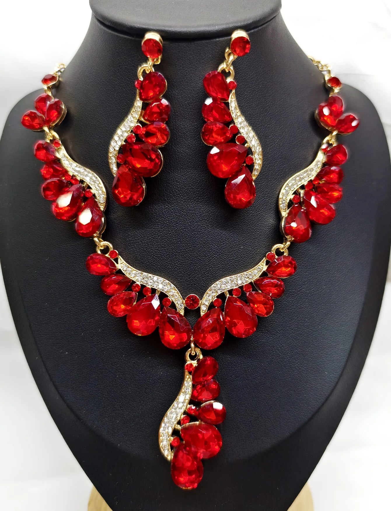 Multi-Colour Crystal Gemstone Drop Jewellery Set