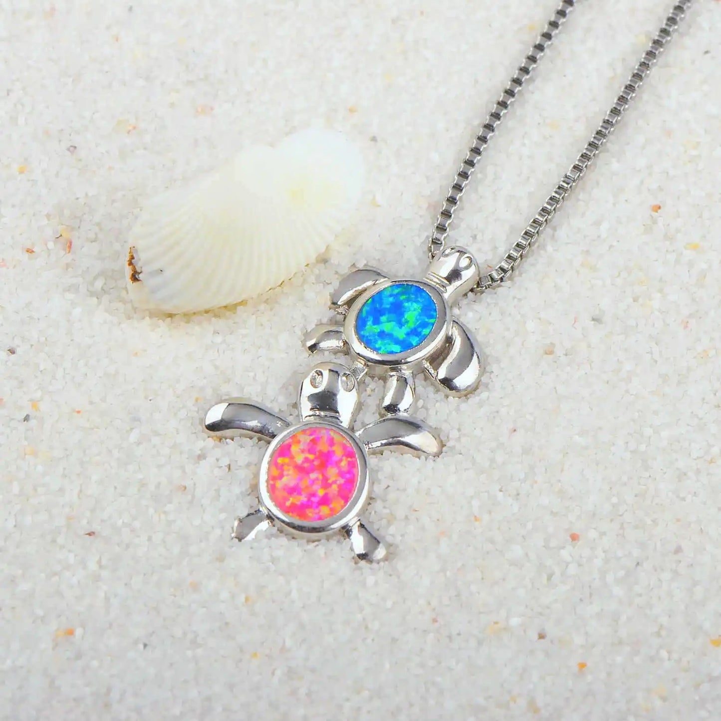 Aobao Couple Turtle Necklace, Turtle Pendant, Sweater Chain, Opal Necklace