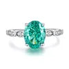High Quality Fine Jewelry 925 Sterling Silver Green Zircon Ring for Women Gifts Emerald Luxury Women's Green Stone Ring Jewelry