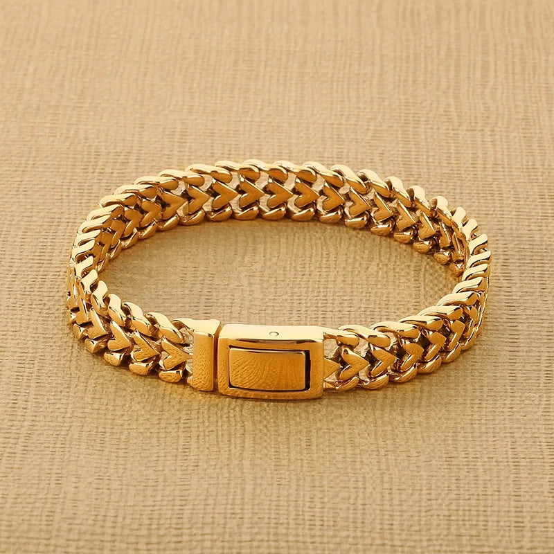 KALEN 210mm Vintage Stainless Steel Bracelet Love Heart Chain Men Bracelet