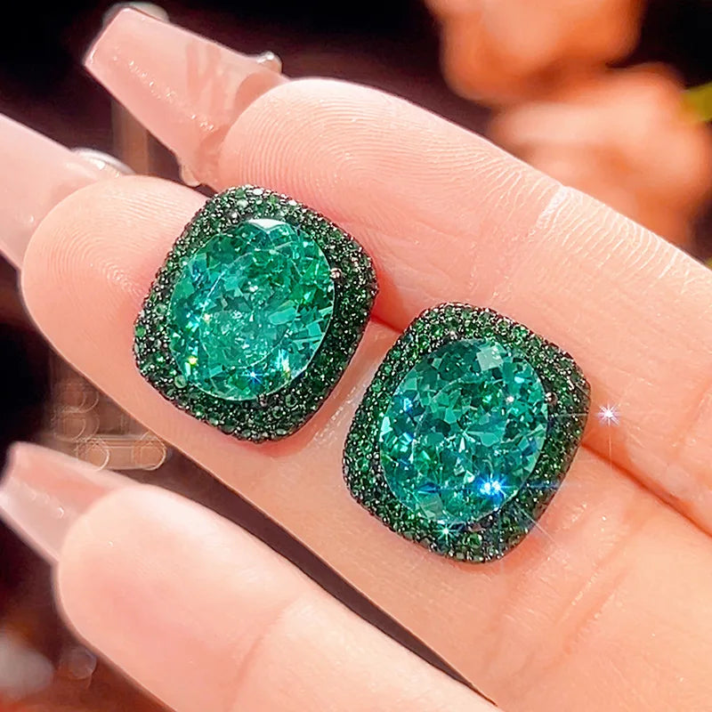 Gemfiori 2025 New Jewelry Brass Gold-plated Simulation Pala Green Black Gold High-end Feeling Set