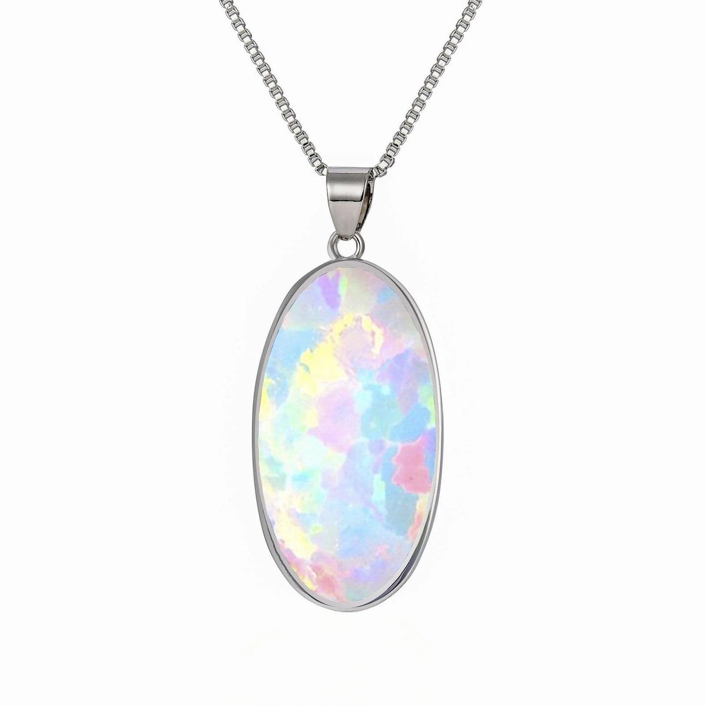 Aobao Gold Plated Opal Necklace Unisex Fashion Daily Casual Wear Jewelry