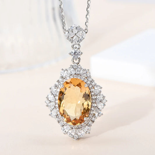 Gioiellieri Supplier for Natural Citrine Gemstone Pendant Necklace 925 Sterling Silver Pendant Manufacture Jewelry for Women
