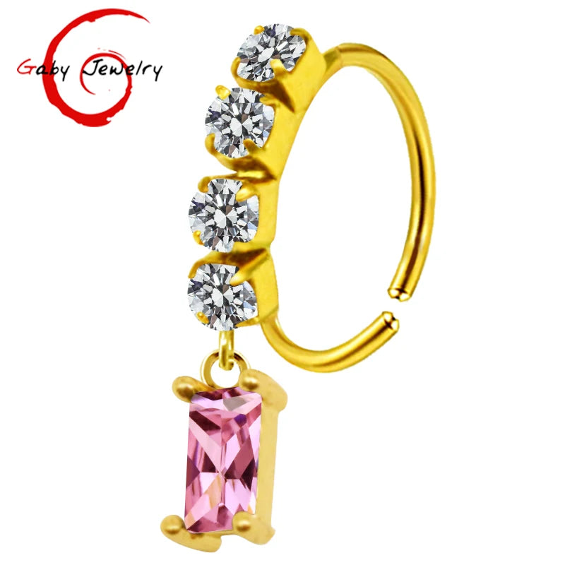 S&S Stainless Steel Dangle Hoop Nose Ring Collection | 66 Designs