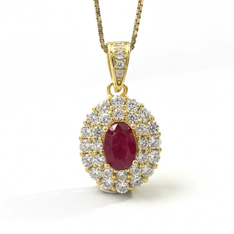 Gioiellieri Heart Ruby Pendant with Natural Red Gemstone for Women 925 Sterling Silver July Birthstone Fine Jewelry Romantic Anniversary