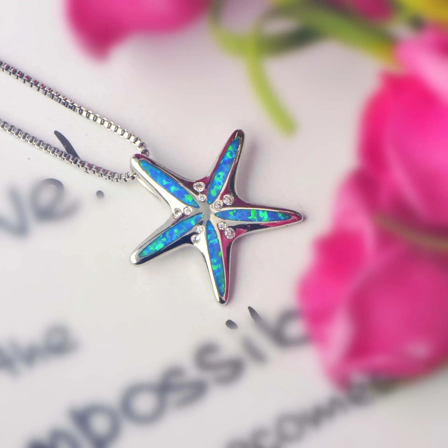 TikTok Viral Starfish Opal Necklace | Blue Coastal Jewelry - Ins Trendy Bulk Supply