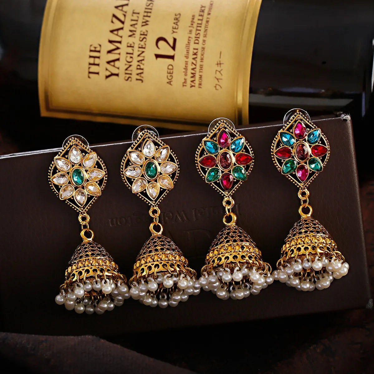 Earrings for Women Gemstone Drop Bells Indian Jewelry Ear Rings for Girls Fashion Vintage Earring Dangling Gift Kolczyki