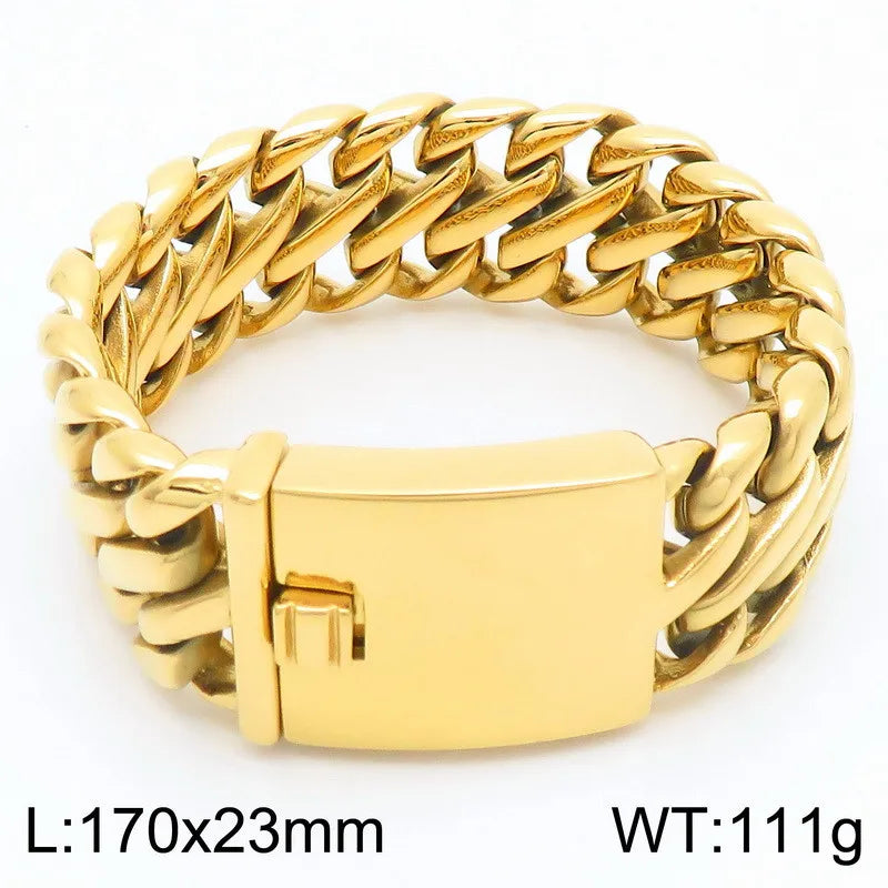 REBEL Unisex Vintage Stainless Steel Original Links 17cm Bracelet&40cm Necklace Jewelry Set