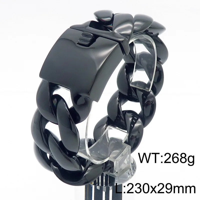 KALEN Vintage Men Hip-Hop Stainless Steel Fashion Jewelry Bracelets Cuban Link Chain Bracelet