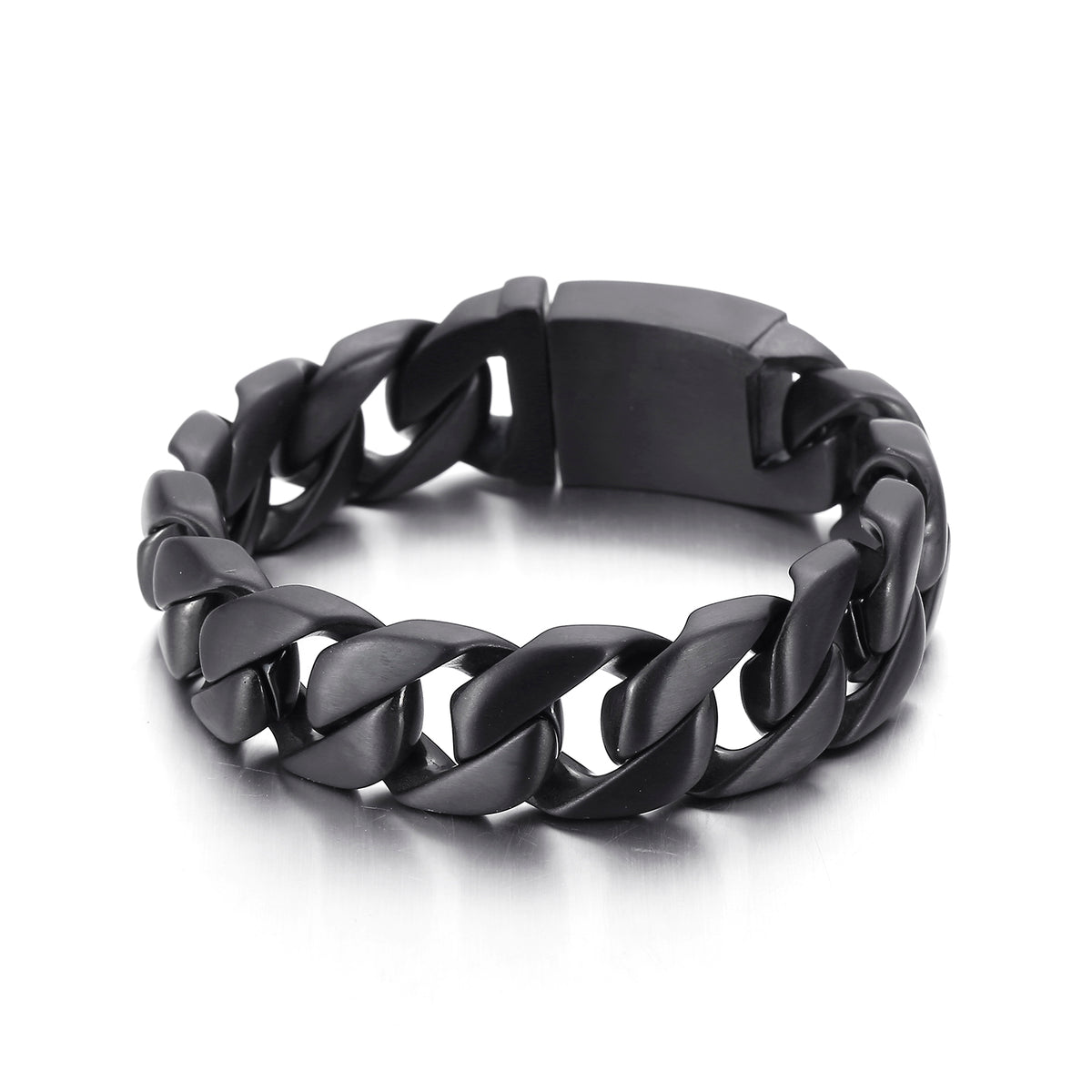 VIKING Mens Retro Domineering Black Link Bracelet – Stainless Steel