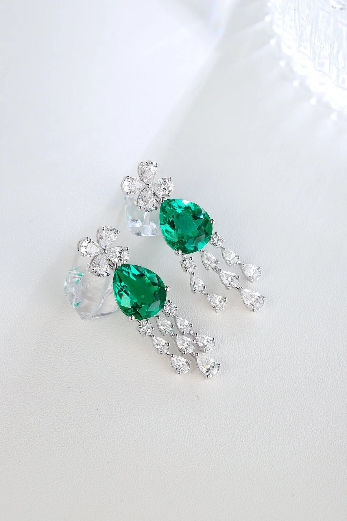 Gemfiori Anster High Quality S925 Lab Grown Emerald Earring Stud Dainty Gemstone Stud Earrings for Women Daily Wear Gift
