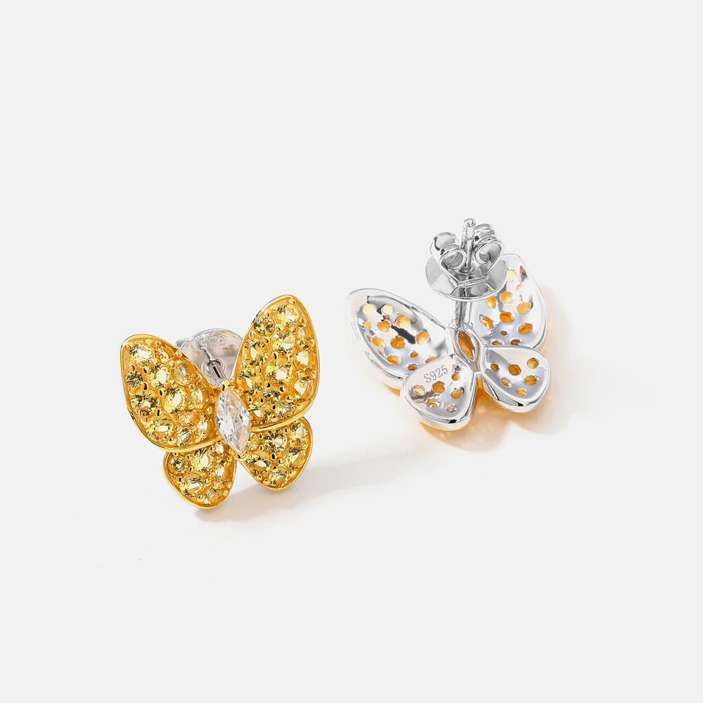 MUSHAN Jewelry Factory S925 Sterling Silver Butterfly Stud Earrings High End and Niche High Carbon Diamond Accessory for Women