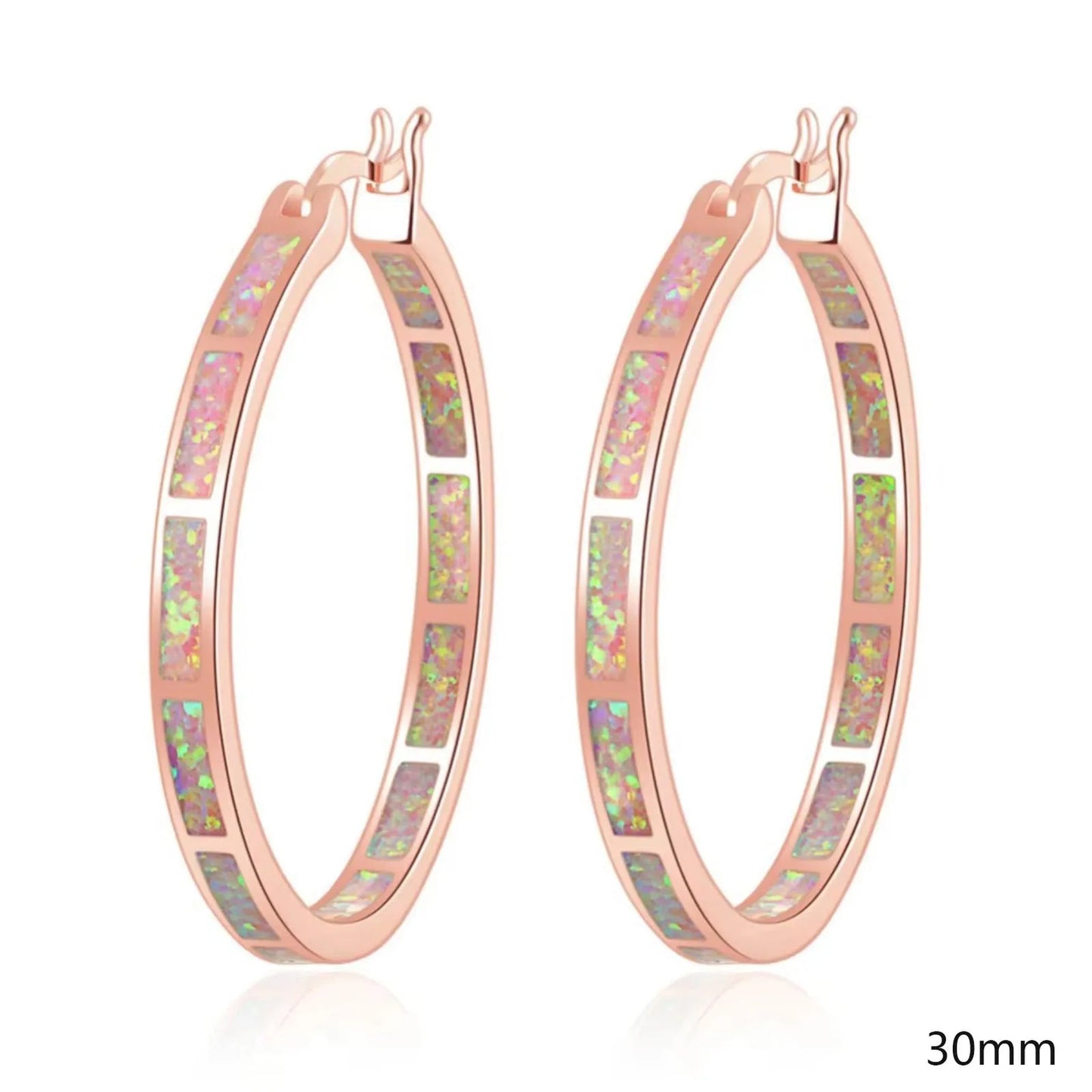 Elegant Aobao Women's Brass Geometric Bohemian Christian Drop Earrings Silver Plated Opal 30mm Multi-Hue Design Dainty Gift