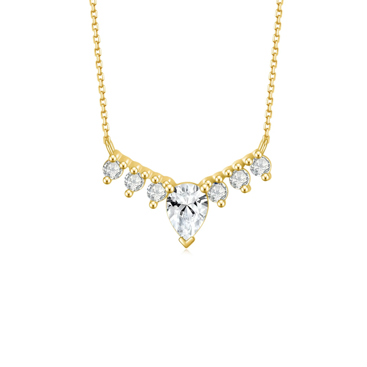 ArtistA OL1039N Abiding Fashion 925 Sterling Silver Rose Gold Plated White Cz Pear Cut Rainbow Moonstone Colored Nano Gemstone Necklace
