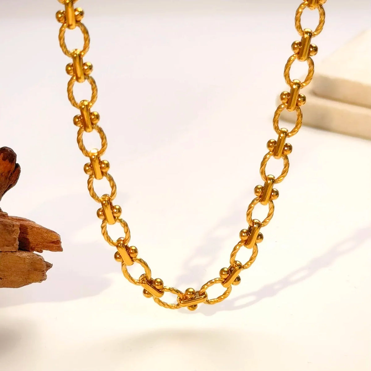 FASHIONISTA Non Tarnish Waterproof Choker Women Stainless Steel Chain Jewelry Making PVD Gold Plated Chunky Necklace DIY Handmade Link Chain
