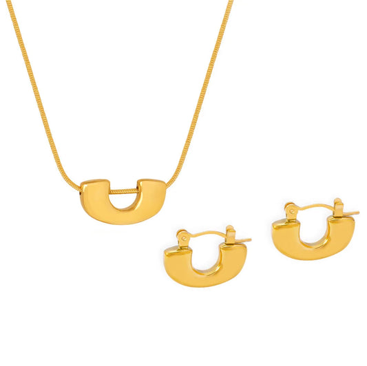 French Butterfly Pendant Collarbone Necklace & Earrings | Gold & Silver Stainless Steel Fashion Jewellery