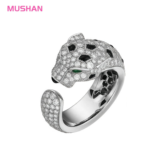 MUSHAN Jewelry Factory 925 Sterling Silver Rings Women Luxury Designer High Carbon Diamond Fine Jewelry Adjustable Leopard Ring