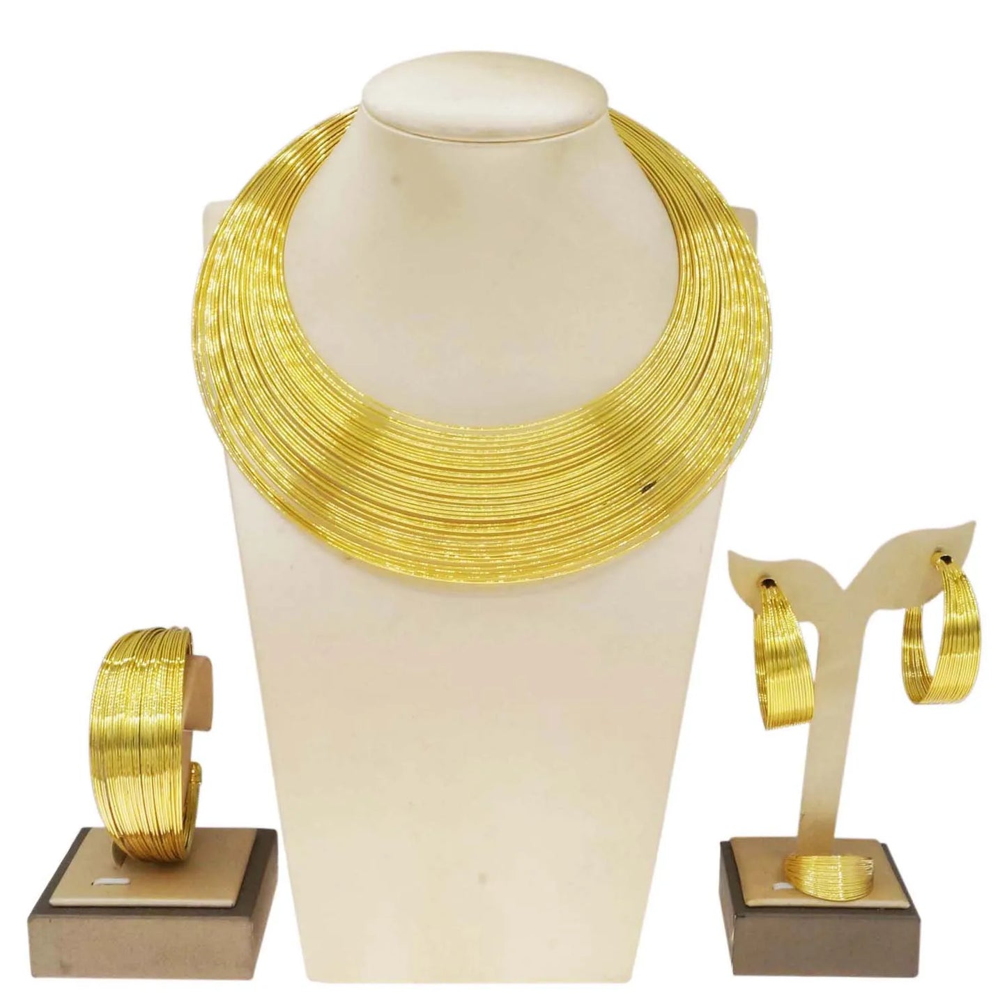 Zhuerrui Electroplated Jewelry Women's Jewelry Set Simple Fashion Necklace Bracelet Jewelry Sets Bridal Wedding Party HA20051