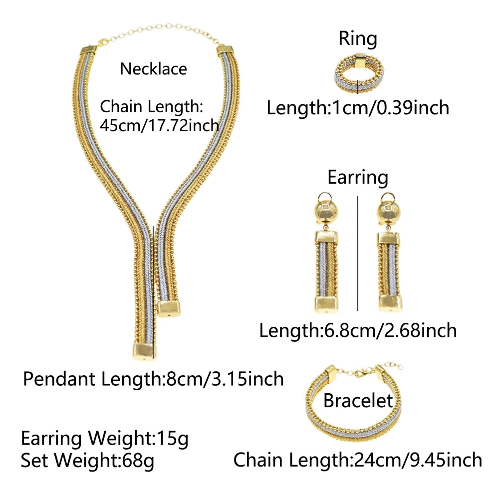 Italian Jewelry Set Alloy Brazilian Jewelry Sets Wedding Party Pendant Necklace Bracelet Ring Earrings Jewelry Set HS2602025