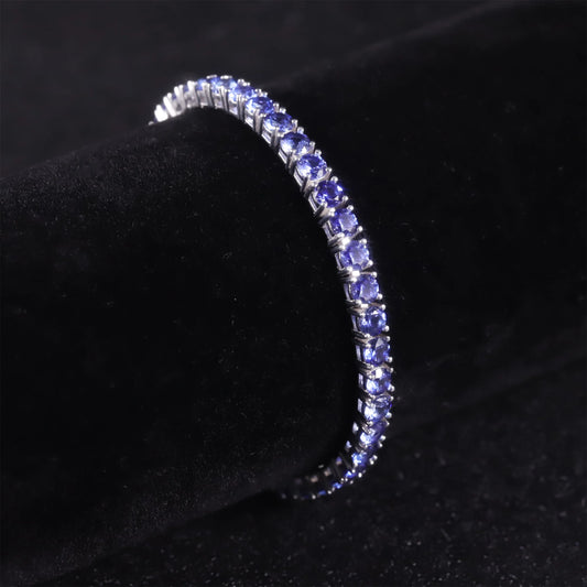 Gemfiori 925 Silver Jewellery Bracelet Light Blue Gemstone Silver Rhodium Plated Lab Grown Sapphire Tennis Chain Bracelet