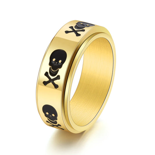 NEWLiFE REBEL Northbound Frame Skull Ring in Stainless Steel