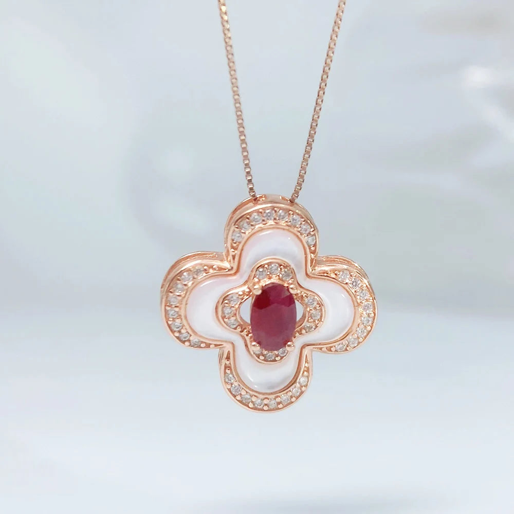Gioiellieri Luxury Natural Ruby Pendant S925 Sterling Silver Necklace for Women Fine Jewelry Anniversary Wedding Gift July Birthstone Red