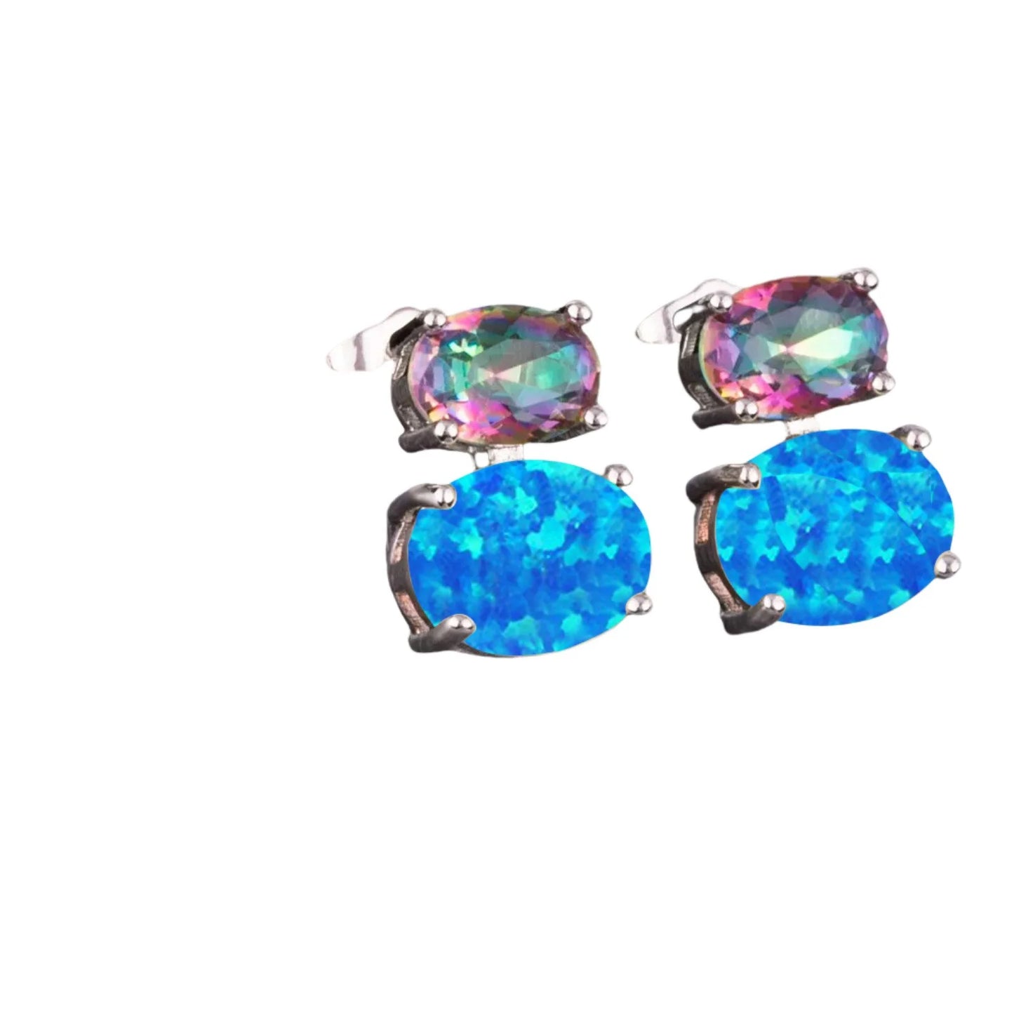 Hawaiian Vacation Vibes Oval Opal Hoop Studs TikTok Top Seller