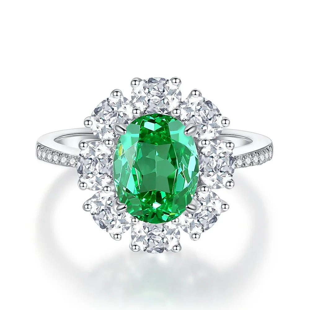 Wholesale 925 Sterling Silver Emerald 5A 8A Zirconia Ring Women Engagement Wedding Rings Custom Jewelry Manufacturing Supplies