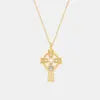 REDheart Fine Jewelry Cross Necklace Women Irish Celtic Claddagh Rose Silver 925 Gold Plated Hollow Cross Necklace for Women