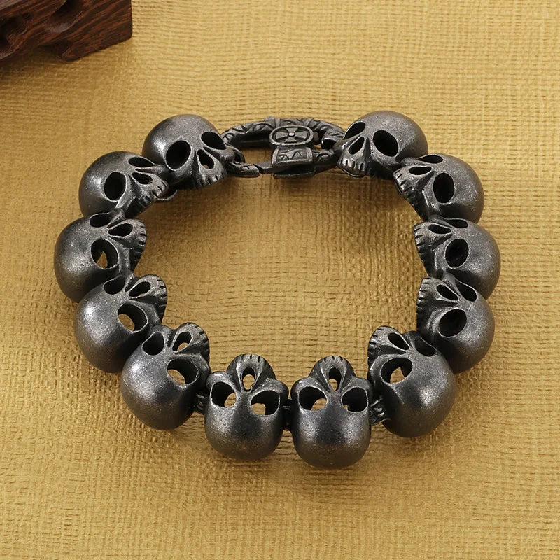 KALEN Hot-selling Jewelry Silver/black/Gold Fashion Bracelets Stainless Steel Punk Skull Links Bracelet for Men