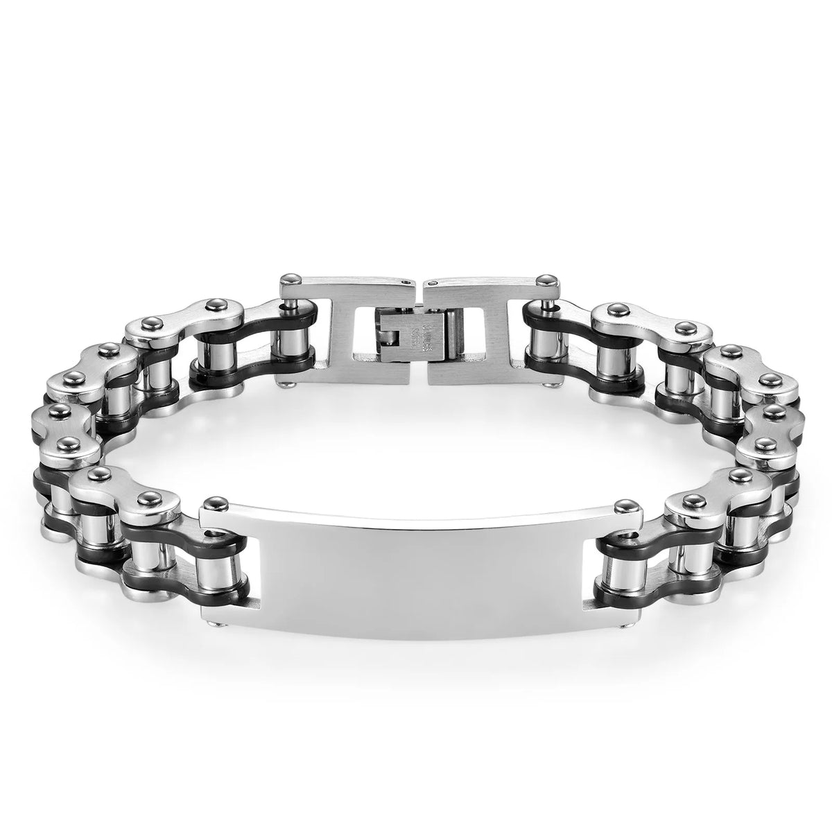 REBEL European American Trendy Titanium Steel Motorcycle Bicycle Chain Bracelets Hip-Hop Curved Geometric Stainless Steel Fashion Link