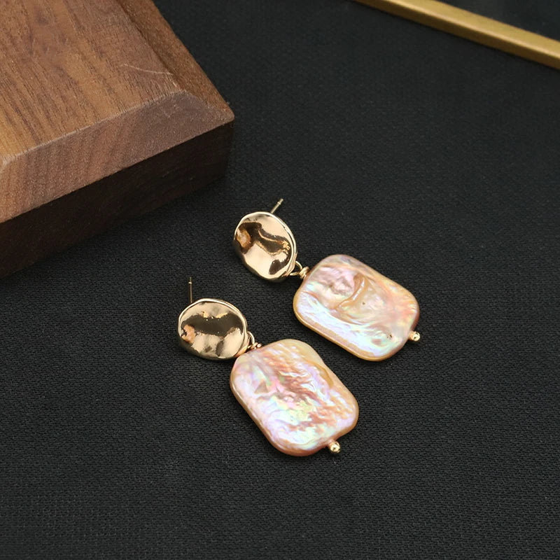 New Jewelry Natural Freshwater Baroque Pearl  Earrings 18K Gold Plated Jewelry Korean Designer Jewelry Earrings Wholesale Bulk