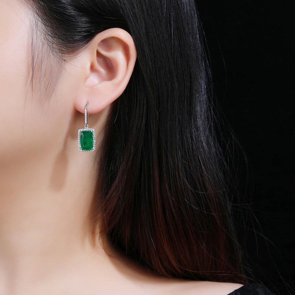 MUSHAN Jewelry Factory 925 Sterling Silver Earrings Women Emeralds Set With High Carbon Diamonds Light Luxury