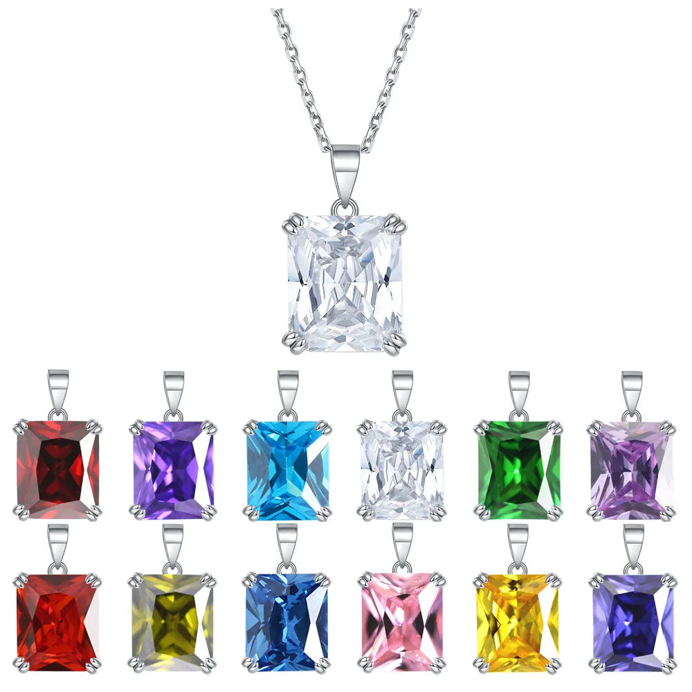 Gioiellieri Fine Jewelry: 925 Sterling Silver Custom Zircon and Colored Gemstone Necklace with the Twelve Birthstones Women Rhodium Plated