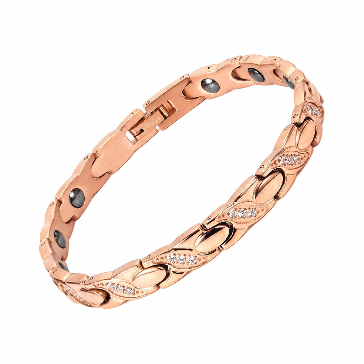 NewLife - Magnetic Rose Gold Fish-Link Crystal Bracelet