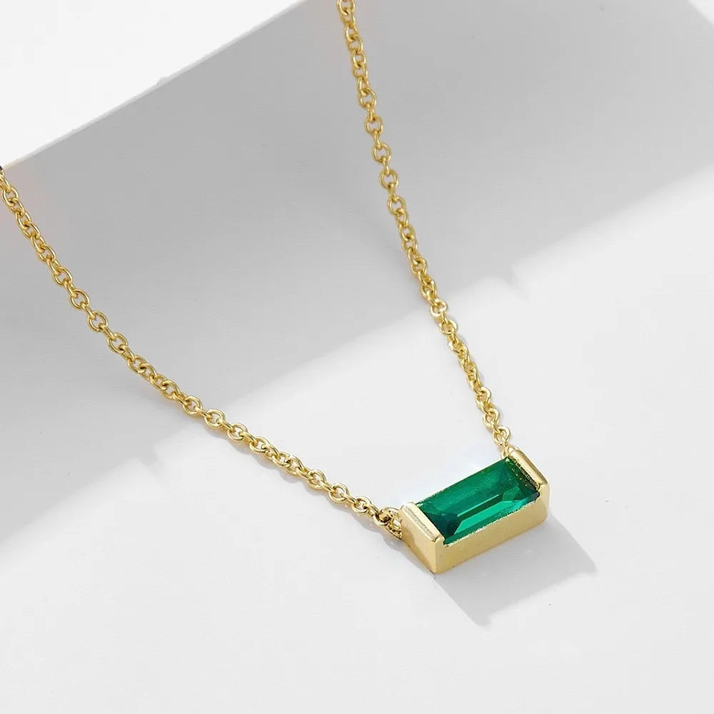 Women Girls 925 Sterling Silver Birthstone Necklace Gold Plated 12 Colors Cubic Zirconia Choker Jewelry Wholesale Manufacturer
